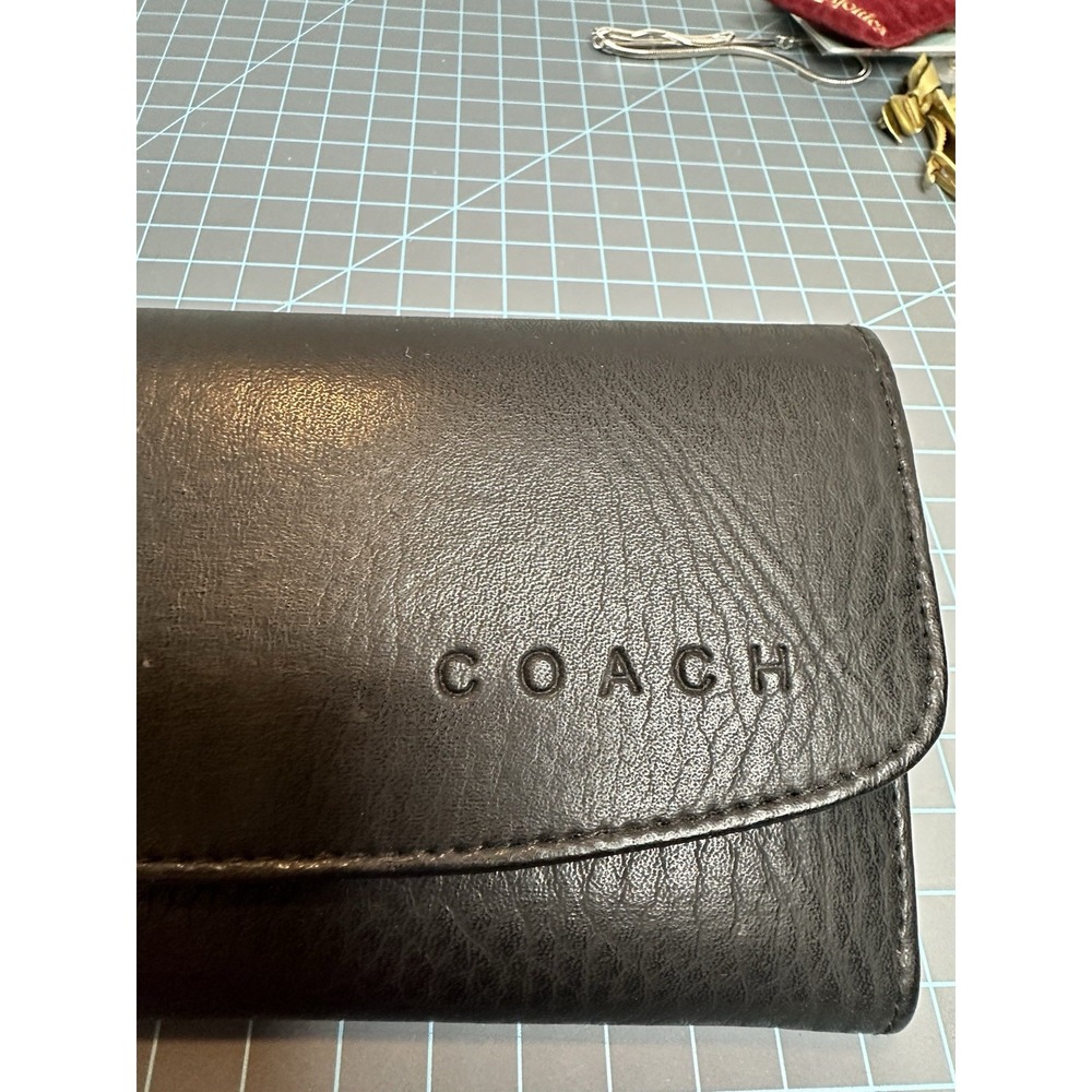 Coach large genuine leather wallet with a leather check book cover inside